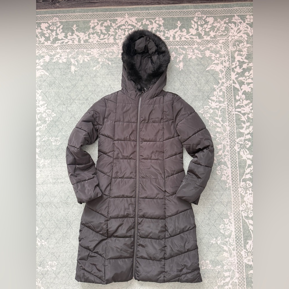 Black puffer long coat ASOS